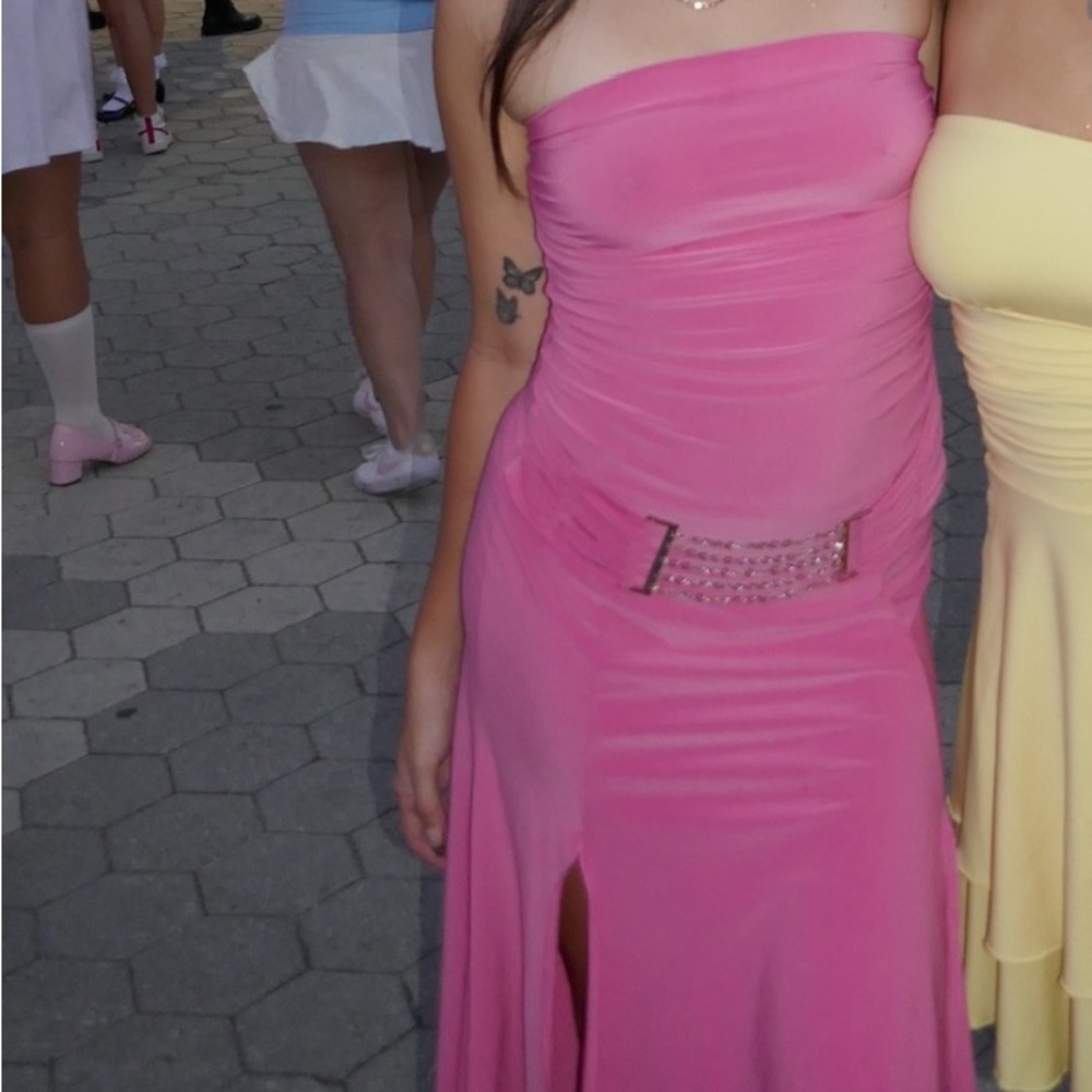 Elegant Pink Strapless Dress